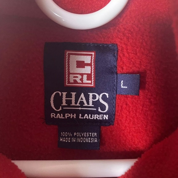 Chaps Ralph Lauren large 1/4 Zip Fleece Sweater Spell out large 90s - Picture 5 of 8